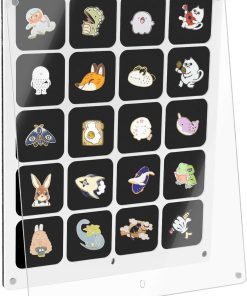 Allecto Plus - Acryl Pin Display Board Organizer - Stofvrij - Pin Collection Display - Broches en Oorbellen Organizer - 20 Gaten - Geschikt voor Sieraden Pins en Munten