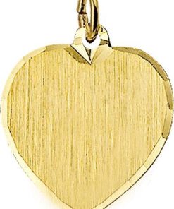 The Jewelry Collection Graveerhartje Mat Gediamanteerd - Geelgoud (14 Krt.)