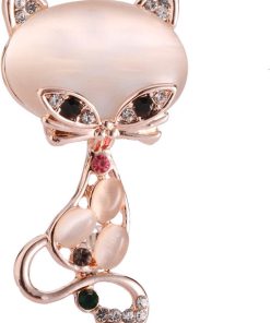Allecto Premium - Luxe Fox Rhinestone Opal Broche voor Bruidsjurk - Accessoires voor Dames - Sieraden voor Speciale Gelegenheden