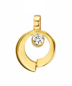Mori Gold 14krt geelgouden hanger met 0,05crt diamant, subtiele hanger met een moderne uitstraling, model 40-HN-101-0.05crt