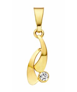Mori Gold 14krt geelgouden hanger met 0,03crt diamant, subtiele hanger met een moderne uitstraling, model 40-HN-391-0.03crt