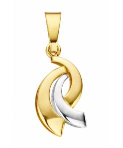 Mori Gold 14krt geel-/witgouden hanger, subtiele fantasie hanger met een moderne uitstraling, model 41-HX-531