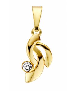 Mori Gold 14krt geelgouden hanger met 0,03crt diamant, subtiele hanger met een moderne uitstraling, model 40-HN-139-0,03