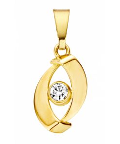 Mori Gold 14krt geelgouden hanger met 0,09crt diamant, subtiele hanger met een moderne uitstraling, model 40-HM-840-0,09