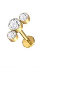 Piercing voor Oor - Kleur: Goud - Formaat: 12 x 6 MM - Titanium - Tragus / Kraakbeen / Helix / Conch - Oorpiercing - Piercing Sieraad - Hoge Kwaliteit - Labret Piercing - Luxe Sieraad - Oorbellen