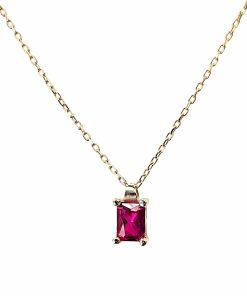 Gouden Ketting Robijn Hanger 14 karaats