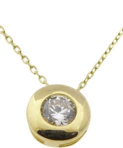 Gouden solitair zirkonia hanger