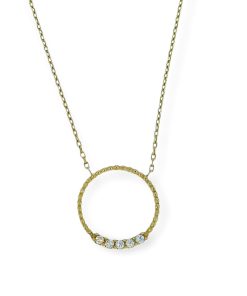 Gouden Ketting Cirkel Hanger Zirkonia 14 karaats