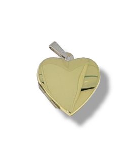 Gouden Medaillon Hart Bicolor Hanger Zirkonia 25 x 19 mm 14 karaats
