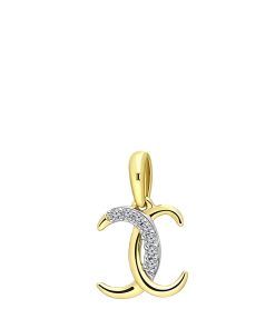 Lucardi Dames alfabet hanger met diamant (0,03ct) - Hanger - Cadeau voor vrouwen - 14 Karaat Goud - Geelgoud