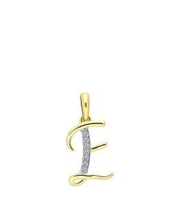 Lucardi Dames alfabet hanger met diamant (0,03ct) - Hanger - Cadeau voor vrouwen - 14 Karaat Goud - Geelgoud