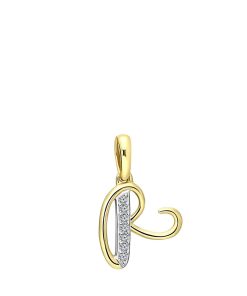 Lucardi Dames alfabet hanger met diamant (0,03ct) - Hanger - Cadeau voor vrouwen - 14 Karaat Goud - Geelgoud