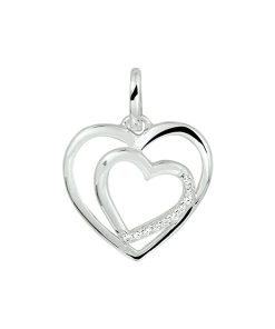 zilver gerhodineerd hanger hart zirkonia 1337151