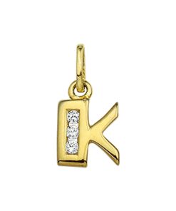 Goud Hanger Letter K Zirkonia 14 karaats
