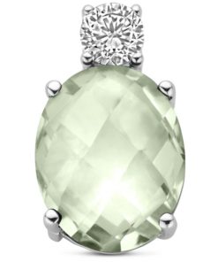 zilver gerhodineerd hanger groen amethist en zirkonia 13 mm 1340321