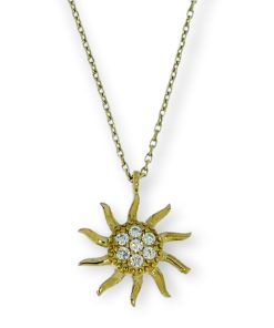 Gouden Ketting Zon Hanger Zirkonia 14 karaats 41 cm + 2 cm