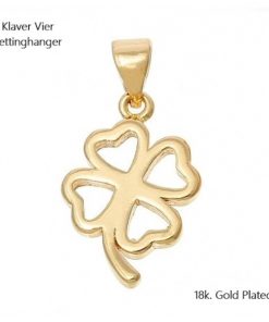 H.A.M.A. - Kettinghanger Klaver Vier - 18k. Gold plated - 1,5 cm (2,3 cm) - Volwassenen Jeugd Kinderen - Unisex - Casual Feest
