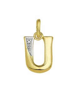 Goud Hanger Letter U Diamant 14 karaats