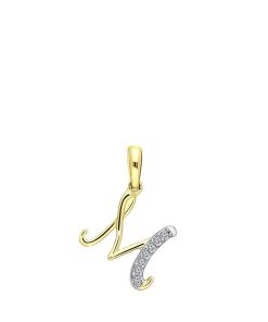 Lucardi Dames alfabet hanger met diamant (0,03ct) - Hanger - Cadeau voor vrouwen - 14 Karaat Goud - Geelgoud
