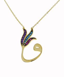Gouden Ketting Tulp Zirkonia Hanger 14 karaats