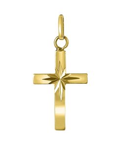 Lucardi Dames 14 Karaat geelgouden hanger kruis - Hanger - 14 Karaat Goud - Geelgoud