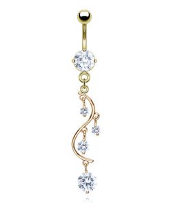 Navelpiercing hart gold plated 14kt. fijne hanger wit - LMPiercings