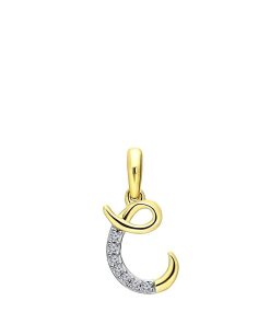 Lucardi Dames alfabet hanger met diamant (0,03ct) - Hanger - Cadeau voor vrouwen - 14 Karaat Goud - Geelgoud