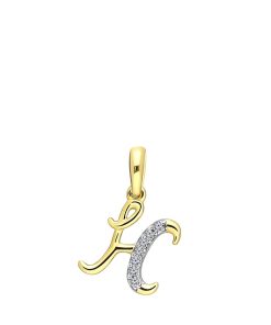 Lucardi Dames alfabet hanger met diamant (0,03ct) - Hanger - Cadeau voor vrouwen - 14 Karaat Goud - Geelgoud