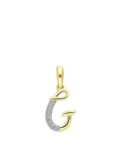 Lucardi Dames alfabet hanger met diamant (0,03ct) - Hanger - Cadeau voor vrouwen - 14 Karaat Goud - Geelgoud