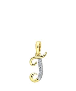 Lucardi Dames alfabet hanger met diamant (0,03ct) - Hanger - Cadeau voor vrouwen - 14 Karaat Goud - Geelgoud