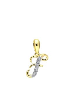 Lucardi Dames alfabet hanger met diamant (0,03ct) - Hanger - Cadeau voor vrouwen - 14 Karaat Goud - Geelgoud