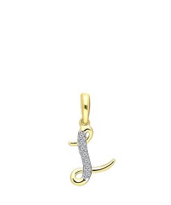 Lucardi Dames alfabet hanger met diamant (0,03ct) - Hanger - Cadeau voor vrouwen - 14 Karaat Goud - Geelgoud