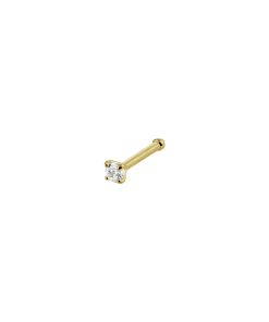Lev Sieraden - 14 Karaat geelgoud neus piercing met Zirkonia steen - Neus knopje - Stud piercing