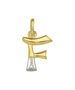 Goud Hanger Letter F Diamant 14 karaats