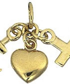 Lucardi Dames 14karaat geelgouden hanger geloof, hoop, liefde - Hanger - 14 Karaat Goud - Geelgoud
