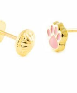 La Rosa Princes Roze Hond Kat Dierenpoot Oorbellen 9 karaat Goudkleurig- Meisje - Dieren