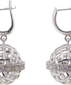 14 karaat wit gouden zirkonia oorbellen