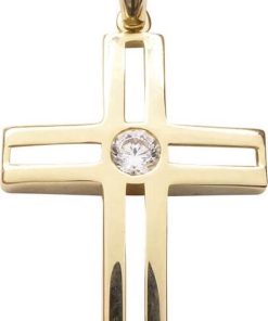 Gouden kruis met solitaire zirkonia