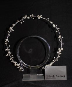 Zilver halo met bloemen en echte parels