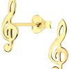 JYC | Joy|S - Zilveren muzieksleutel oorbellen - G sleutel - 6 x 18 mm - gold plated | Nu te koop bij 14Karaats.nl | 10001087-Earrings/Body-piercing Jewellery