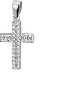 The Jewelry Collection | Witgouden Hanger kruis zirkonia 4103649 | Nu te koop bij 14Karaats.nl | 10001091-Pendants
