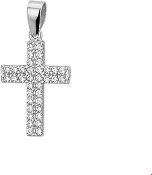The Jewelry Collection | Witgouden Hanger kruis zirkonia 4103649 | Nu te koop bij 14Karaats.nl | 10001091-Pendants