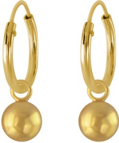 JYC | Joy|S - Zilveren bal bedel oorbellen - gold plated - bol bedel oorringen | Nu te koop bij 14Karaats.nl | 10001087-Earrings/Body-piercing Jewellery