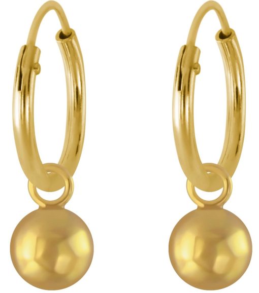 JYC | Joy|S - Zilveren bal bedel oorbellen - gold plated - bol bedel oorringen | Nu te koop bij 14Karaats.nl | 10001087-Earrings/Body-piercing Jewellery