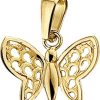 Its-Beautiful | Hanger Vlinder Poli/Mat 14K Geelgoud | Nu te koop bij 14Karaats.nl | 10001091-Pendants