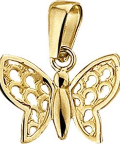 Its-Beautiful | Hanger Vlinder Poli/Mat 14K Geelgoud | Nu te koop bij 14Karaats.nl | 10001091-Pendants