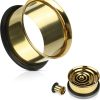 LMPiercings NL | 10 mm Single flared tunnel gold plated | Nu te koop bij 14Karaats.nl | 10001087-Earrings/Body-piercing Jewellery