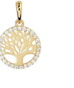 The Jewelry Collection | The Jewelry Collection Hanger Levensboom Zirkonia - Goud | Nu te koop bij 14Karaats.nl | 10001091-Pendants