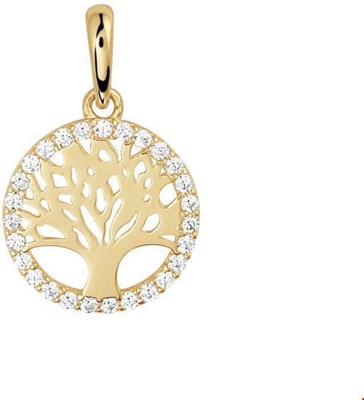The Jewelry Collection | The Jewelry Collection Hanger Levensboom Zirkonia - Goud | Nu te koop bij 14Karaats.nl | 10001091-Pendants
