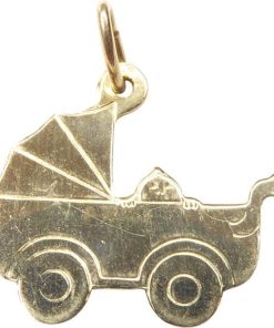 Christian | Gouden babywagen hanger | Nu te koop bij 14Karaats.nl | 10001091-Pendants